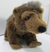  K M international Hedgehog 13&quot; Plush Stuffed Animal Black Brown Gray Realistic - £13.45 GBP