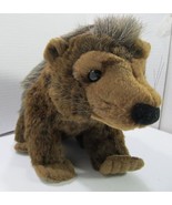  K M international Hedgehog 13&quot; Plush Stuffed Animal Black Brown Gray Re... - £13.14 GBP
