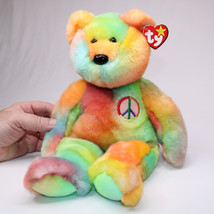 Vintage Ty Beanie Buddies PEACE Tie Dye 1999 Stuffed Plush Bear With Tag... - £14.84 GBP