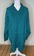 Vintage Diane von furstenberg womens sparkly knit pullover sweater Sz L Green N3 - £28.02 GBP