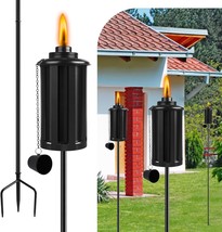 Citronella Torches Set Of 4, 16 Oz Garden Torches For Outside, 3-Prong, Black - £33.58 GBP