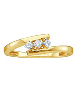 10k Yellow Gold Round Diamond 3-stone Bridal Wedding Engagement Ring 1/1... - £127.89 GBP