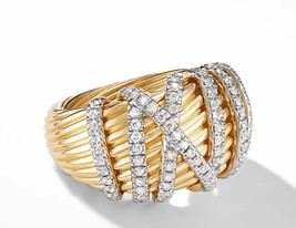 David Yurman Helena Dome Ring in 18K Yellow Gold with Diamonds - £2,926.69 GBP