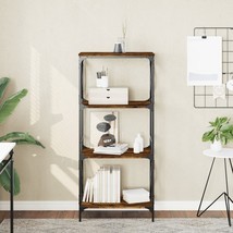  Bookcase Smoked Oak Engineered Wood and Metal Medium - $191.49