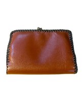 Vintage Ladies Leather Lace Wallet With Change Purse/Compartment  Handcr... - $12.95