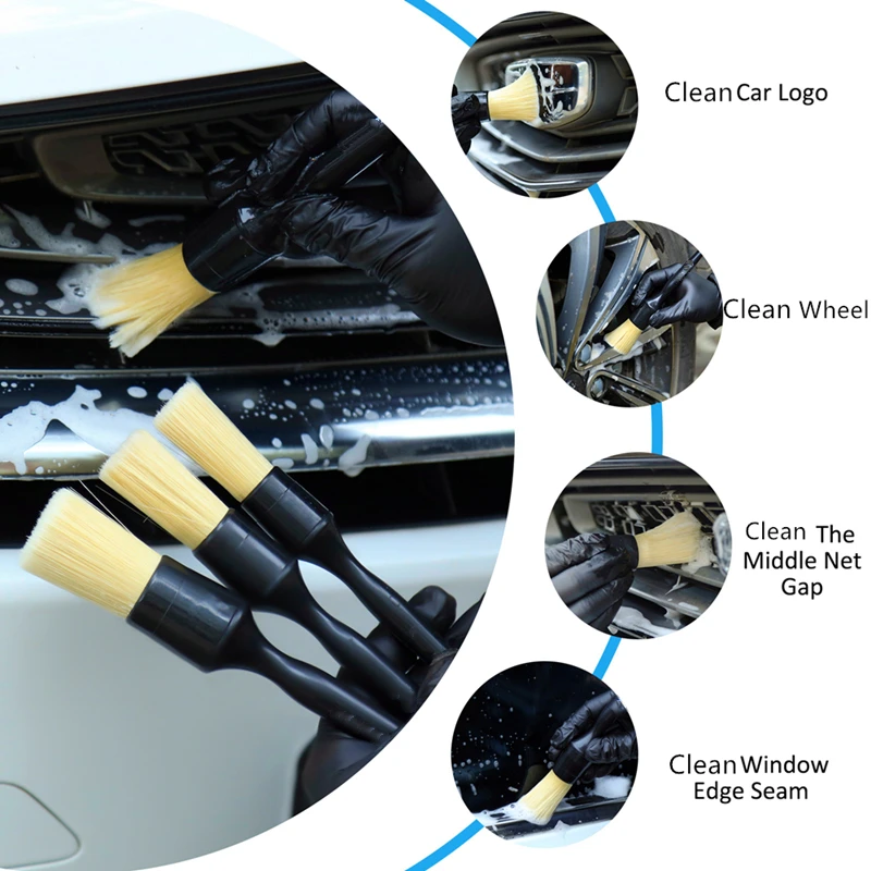  pcs car exterior interior detail brush boar hair bristle brushes for car cleaning auto thumb200