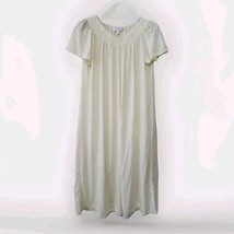 Miss Elaine Nightgown Size LARGE Yellow Floral Embroider Nylon Sleep - $29.99