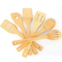 6Pcs Cooking Utensil Bamboo Wooden Spoons Spatula Kitchen Cooking Tools Nonst... - £23.75 GBP