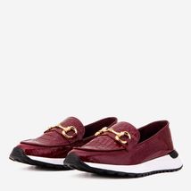 The Milan Burgundy Croc-Embossed Patent Leather Women Sneaker image 1