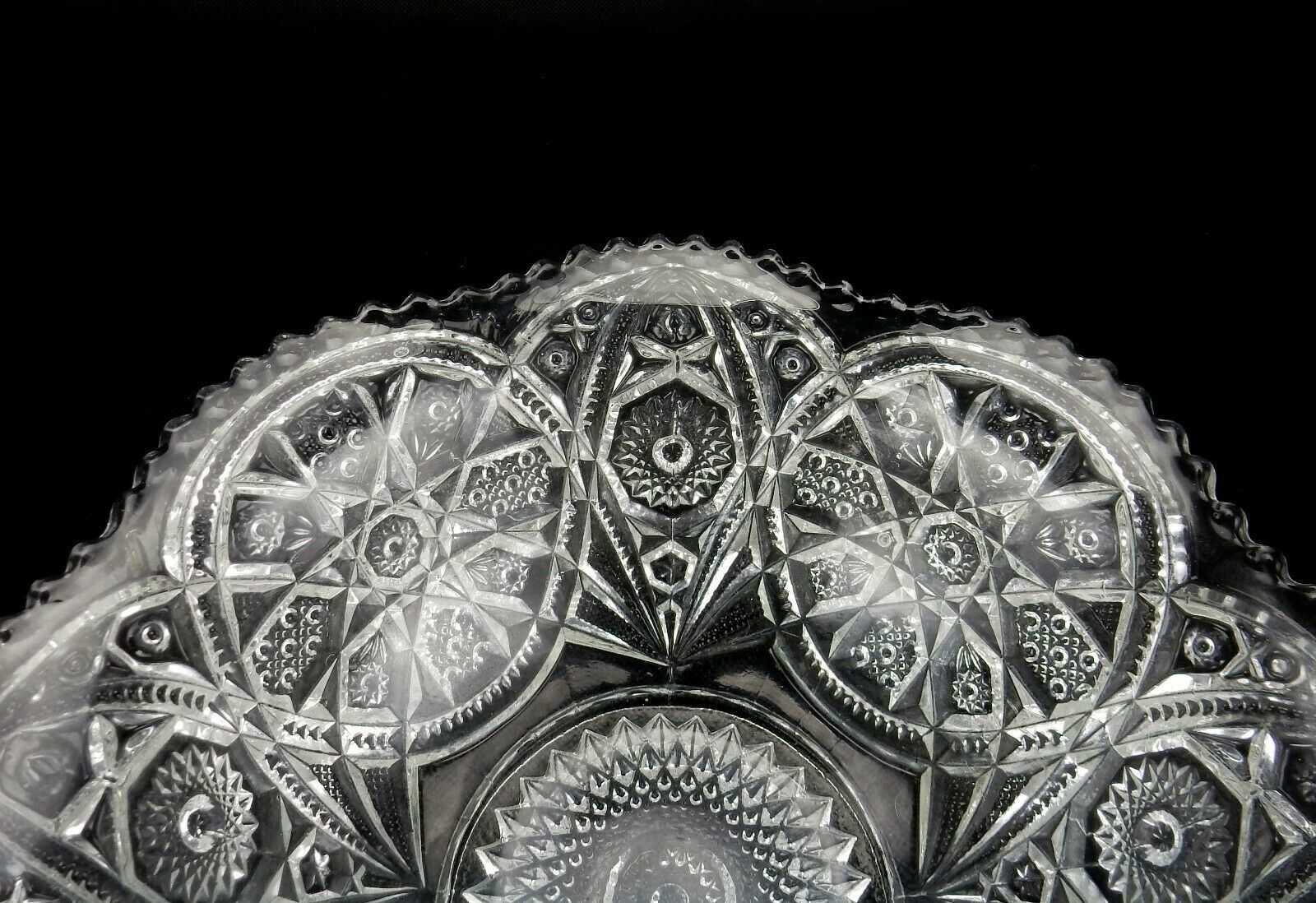 EAPG Clear Glass Decorative 10" Serving Bowl with Sawtooth Edging Vintage 1900's Item image 8