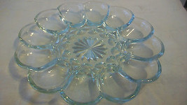 Vintage Glass Deviled Eggs Serving Tray With Starburst Middle - £39.96 GBP