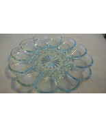 VINTAGE GLASS DEVILED EGGS SERVING TRAY WITH STARBURST MIDDLE - £39.09 GBP