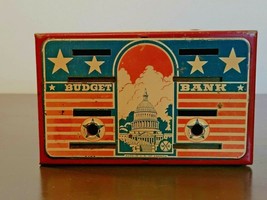 Vintage Marx Souvenir Washington DC Capitol Metal Budget Bank w/ Key - £23.19 GBP