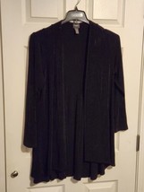 Chicos Womens Size 3 Black Long Sleeve Open Front Cardigan - £15.47 GBP