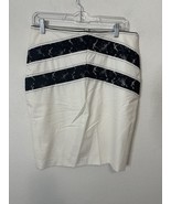 Bebe White Embroidered Black Knee Length Skirt Size 10 - $40.83 CAD