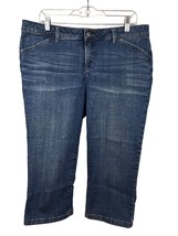 Liz Claiborne Womens Classic Fit Crop Blue Denim Jeans Plus 14 Petite Stretch - $19.79