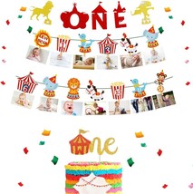 Set of 3 Circus 12 Month Photo Banner The Big One Circus Birthday Banner Circus  - £27.01 GBP