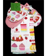 4-Pc Kate Spade Cupcakes Cakes Cherries Strawberries Kitchen Towels &amp; Mi... - $54.86 CAD