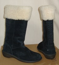 UGG Australia KARYN Black Suede Sheepskin Cuff Tall Boots Size US 5 NEW ... - £53.56 GBP