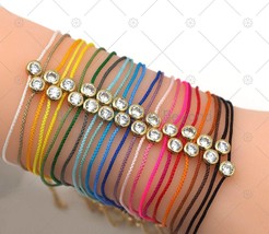 24 Colors!! Diamond Cord Bracelet, Bezel Bracelet, Round Bezel - $6.90