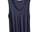 Cable &amp; Gauge Women Plus Size 1x Sleevess Navy Blue Stripe T Shirt  V Neck - $17.62