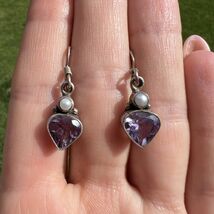 Cute Vintage Sterling Silver 925 Women's Jewelry Earrings Amethyst Stone... - $75.00