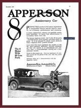 1918 Apperson &#39;8&#39; Anniversary Car Vintage Original Large B/W Ad - Usa - Great !! - £22.85 GBP