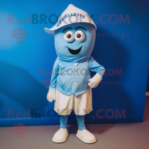 Blue Oyster mascot costume character dressed with a Henley Tee and Cummerbunds - £985.14 GBP