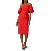 Shoshanna Janessa Dress Sheath Short Puff Sleeve Off-the-Shoulder Red 4 - $144.94