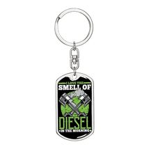 I Love the Smell of Diesel Swivel Keychain Dog Tag Stainless Steel or 18k Gold - £44.17 GBP