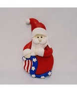 Patriotic Santa Christmas Pin Brooch 4&quot; Poly Clay Stars Stripes Red Whit... - £11.87 GBP