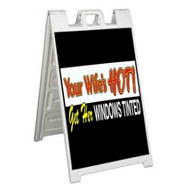 Wifes Hot Get Windows Tinted Signicade 24x36 Aframe Sidewalk Sign Banner Decal - £34.05 GBP+