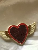 Vintage 1984 Hallmark Plastic Sparkly Valentine’s Day Heart with Cream Wings Pin - $11.29