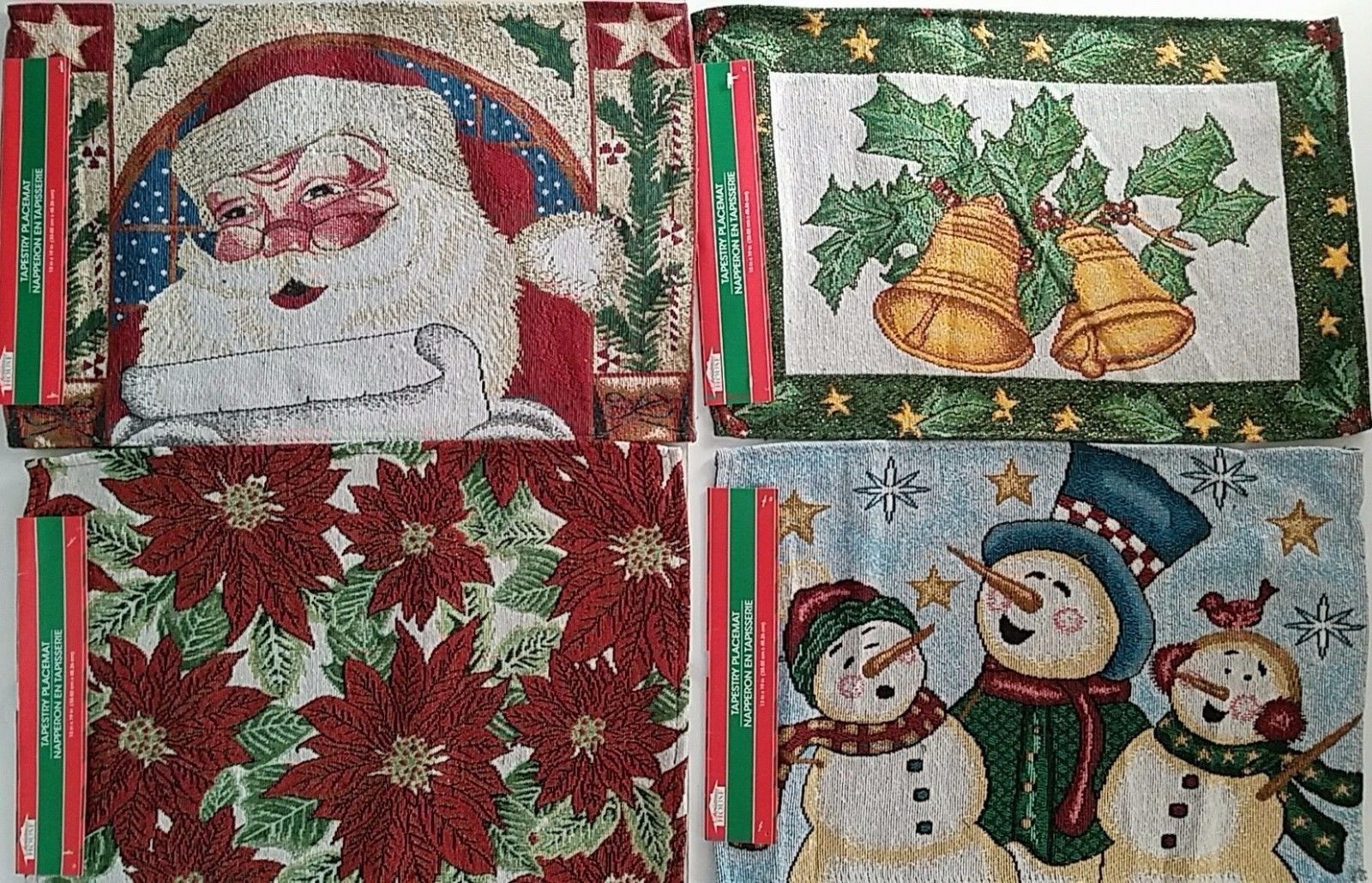 Christmas Tapestry Placemats 13&quot;X19&quot;, XM18, Select: Santa, Frosty, Poins... - $2.99