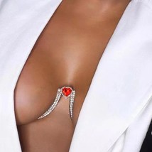Red Heart Bra Chain Body Jewellery Women Crystal Bracket Chest Beach Fas... - £13.33 GBP
