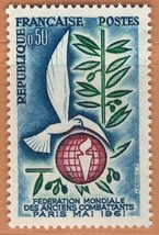 FRANCE 1961 Very Fine MNH Stamp Scott # 995 Dove Olive Branch Emblem Federation - £0.56 GBP