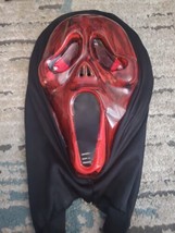 Scream Mask Light Up &amp; Laugh Scream  Ghost Face Red Mask With Shroud Halloween  - £15.70 GBP
