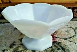 Vintage White Milk Glass Footed Bowl Grape Vine Pattern 9&quot; Diameter  - $11.86