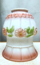 1 Vintage Hand Painted Floral Satin Milk Glass Lamp Shade  5 1/2”H 2 1/8 Fitter - £15.81 GBP