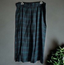 Vintage 90’s Fundamental Things Skirt Womens 12 Pleated Teal Plaid Peasant Maxi - £23.84 GBP