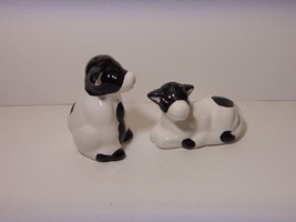 Black &amp; White Cows Ceramic Salt &amp; Pepper Shakers Vintage Taiwan Unused - £15.68 GBP