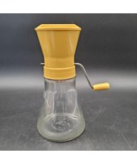 Vintage Androck USA Glass &amp; Mustard Yellow Nut Spice Grinder Hand Crank - £9.37 GBP