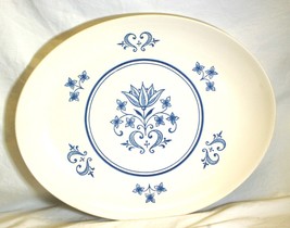 Provincial Sheffield Oval Serving Platter Blue Flowers Scrolls &amp; Rings C... - £31.57 GBP