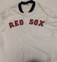 Rawlings Mens Size X-Large MLB Boston Red Sox Full Button Shirt Jersey White - $24.07