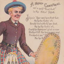1890&#39;s - 1900&#39;s Antique Christmas Card With Scottish Man and Big Shoe - £11.07 GBP