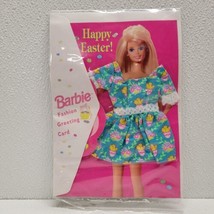 Vintage 1995 Barbie Fashions Greeting Card Happy Easter Dress With Chicks - $10.79