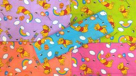 LOT 1 set 5pcs fat quarters Pooh Bee Rainbow Honey Balloon Quilting Fabric NEW - £23.36 GBP