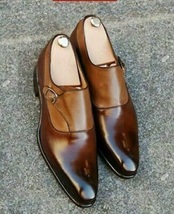 Gorgeous Pairs Of Shoe In Patina Tan Brown Real LEATHER Monk Strap Formal Shoes - £101.81 GBP