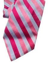 Brooks Brothers Tie Pink Blue Gray Stripe Textured Necktie Mens 100% Sil... - $55.95