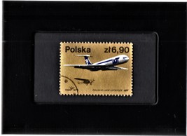 Tchotchke Framed Stamp Art Collectable Postage Stamp - Polish Airliner - $8.95